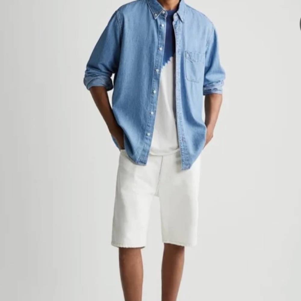 ZARA Men's Straight Fit Premium white Denim Shorts [Size: 30 in